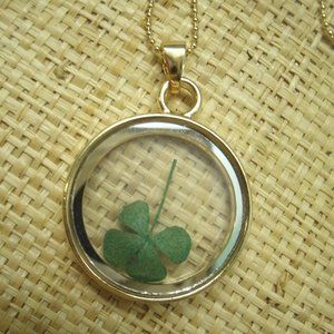 Glass Four Leaf Clover Necklace